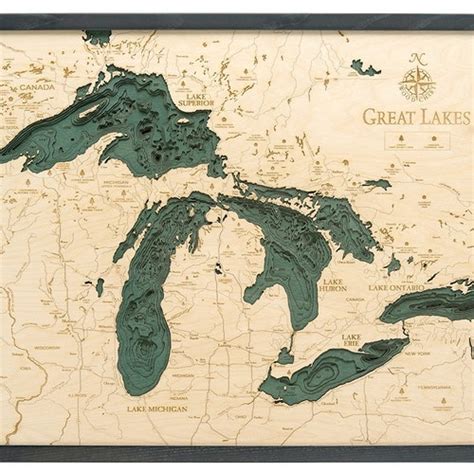 Great Lakes Map Wood And Epoxy Etsy