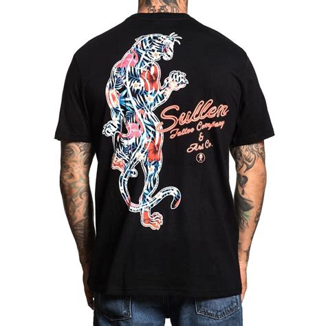 Sullen MenNeon Panther T Shirt Black Tattoo Hip Hop Tee Clothing