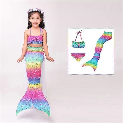 Mermaid For Swimming Girls Swimsuit Princess Bikini Set Bathing Suit