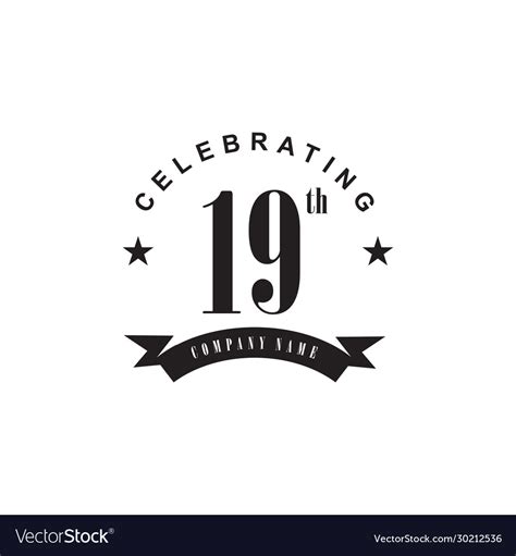 19th Year Anniversary Logo Design Template Vector Image