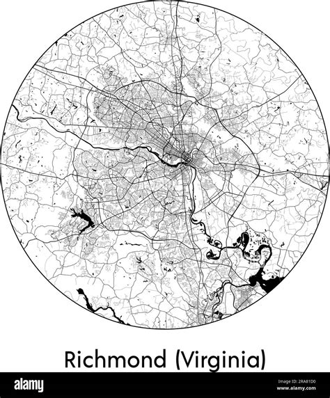 Mapa De La Ciudad Richmond Virginia Estados Unidos América Del Norte