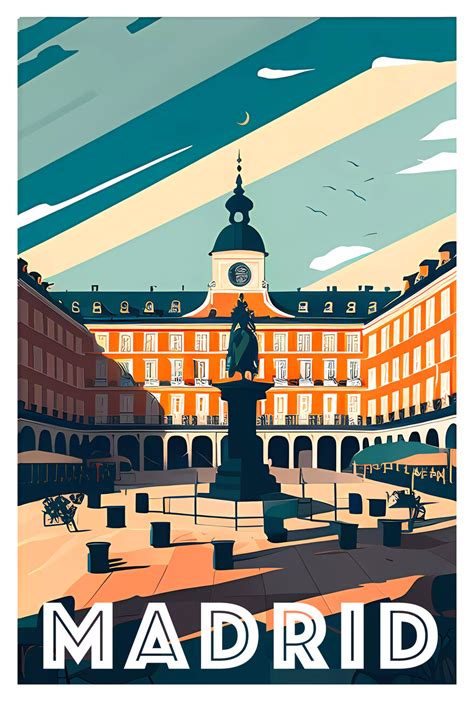 Wall Art Print Madrid Spain Plaza Mayor Square Of Lights And