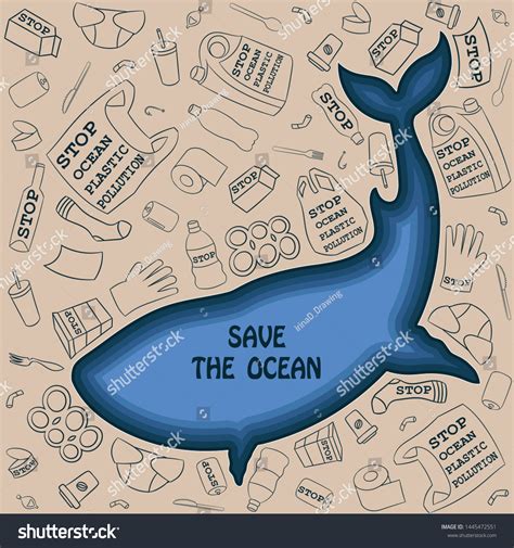 Stop Ocean Plastic Pollution Ecological Poster Image Vectorielle De