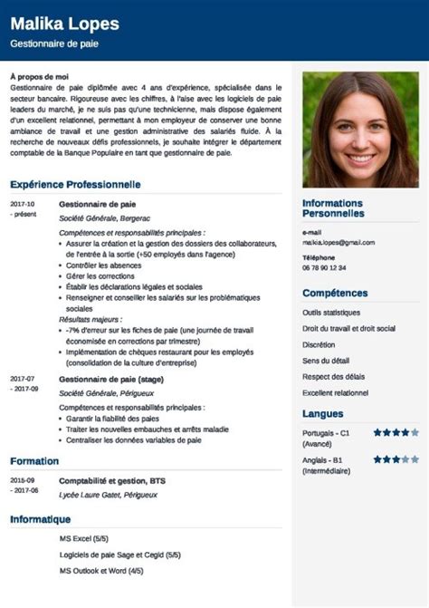 Exemple de CV gestionnaire de paie modèle tous niveaux 2022