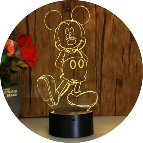 Lampara Led Acrílico Holograma Mickey Mouse Niños Regalo Envío Gratis