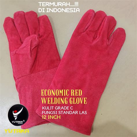 Jual SARUNG TANGAN LAS KULIT MERAH 12inch Murah Sarung Tangan Las