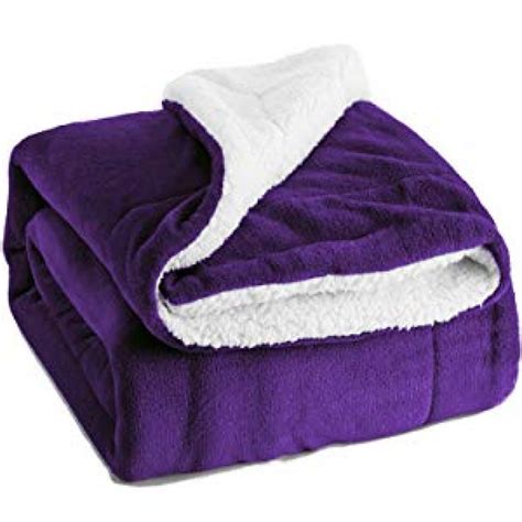 Bedsure Sherpa Fleece Blanket King Size Purple Plush Blanket Fuzzy Soft