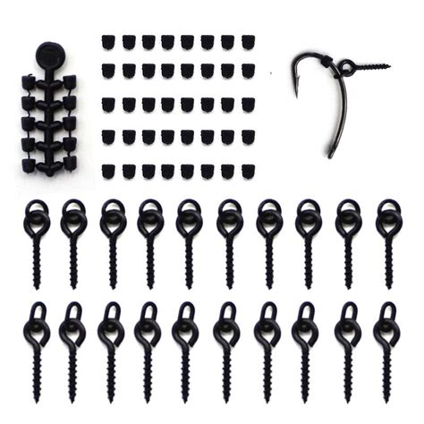 70pcs Carp Fishing Accessories Fishing Hook Bait Screw Stopper Rubber