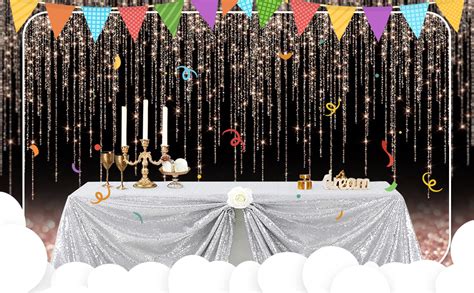 7x5ft Black And Rose Gold Glitter Backdrop Happy Birthday Backdrop For Women Girl