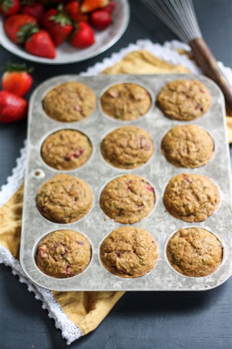 Chia Lemon And Strawberry Zucchini Muffins Ambitious Kitchen