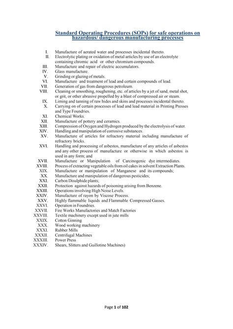 SOLUTION Standard Operating Procedures Sops For Safe Operations On