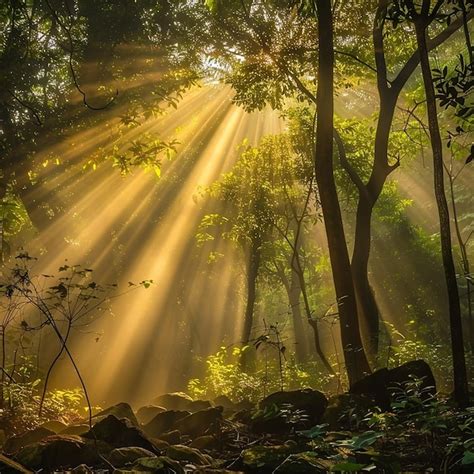 Sun Rays Forest Scene Pictures