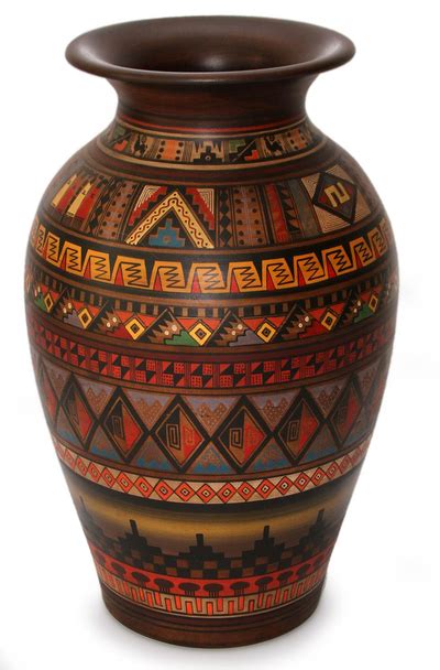 UNICEF Market Handcrafted Inca Ceramic Vase Tuta