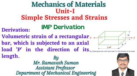 Unit Simple Stresses And Strains I Volumetric Strain Derivation