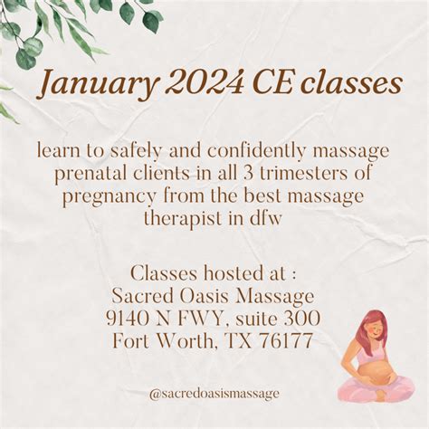 January Ce Classes Practical Prenatal Sacred Oasis Massage