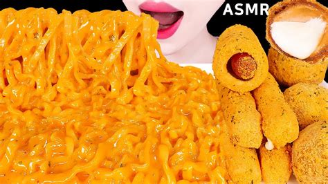 ASMR CHEESY CARBO FIRE NOODLE CHEESE BALL CORN DOG CHEESE STICK 까르보