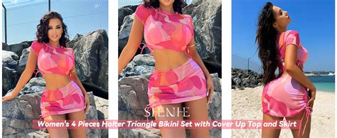 Amazon SHENHE Women S Pieces Thong Swimsuits Halter Triangle Bikini Set With Cover Up Top