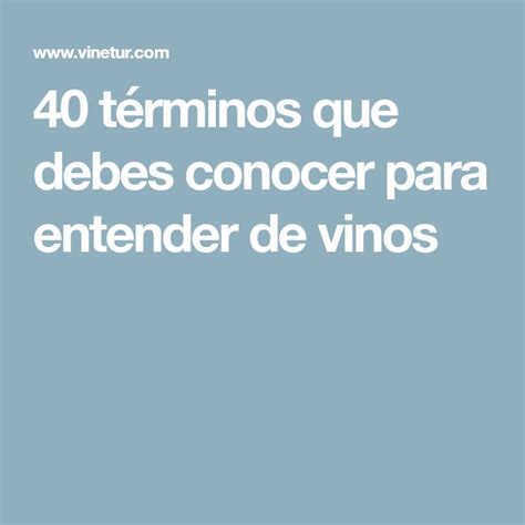 T Rminos Que Debes Conocer Para Entender De Vinos Vinos Vinos Y