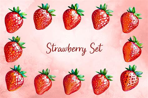 Strawberry Set Graphic By Picture Pizzazz Creative Fabrica