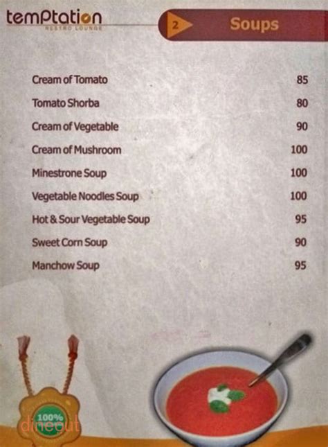 Menu Of Temptation Kamla Nagar Agra Dineout Discovery