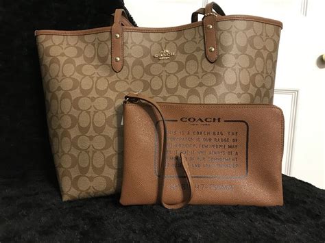 Coach Large Signature Reversible City Tote Signature Canvas With