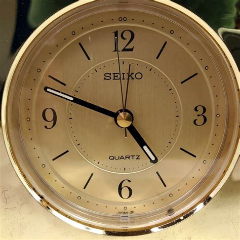 Vintage Seiko Quartz Travel Alarm Clock Gold Tone Desktop Etsy