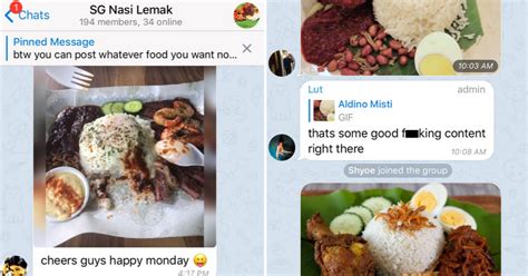 Wholesome Sg Nasi Lemak Telegram Group Shares Actual Nasi Lemak Photos