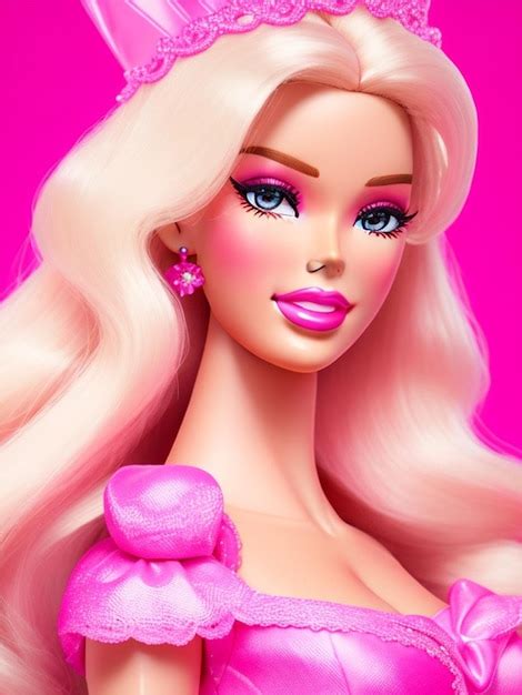 Premium Photo Beautiful Sweet Barbie Girl Doll In Pink Dress