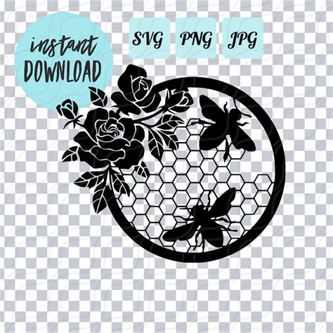 Bee Wreath Svg Honey Bee Svg Monogram Frame Svg Bee Frame Svg File Bee Laurel Wreath Queen