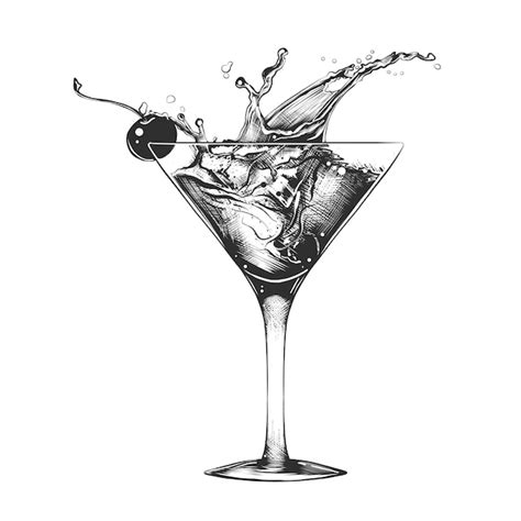 Premium Vector Hand Drawn Sketch Of Cocktail With Splashes