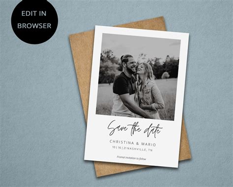 Save The Date Photo Digital Template For Cards Etsy Save The Date