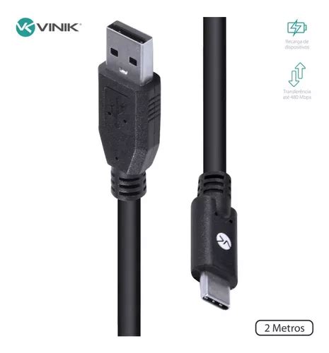 Cargador USB Tipo C 2 0 Y Cable De Datos De 1 8 Metros Color Negro