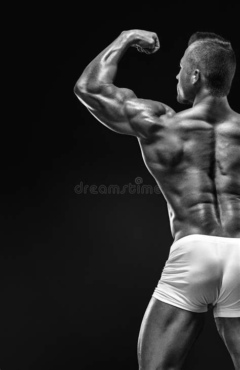 Strong Athletic Man Fitness Model Posing Back Muscles Triceps Stock Image Image Of Buttock