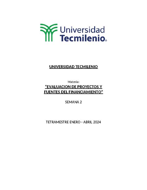 Tarea Assignment Universidad Tecmilenio Materia Evaluacion De