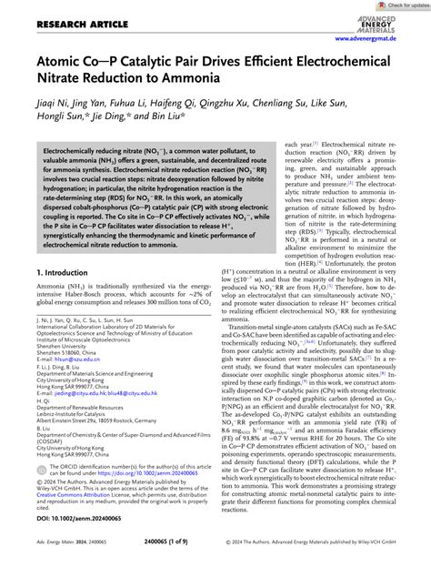 PDF Atomic CoP Catalytic Pair Drives Efficient Electrochemical