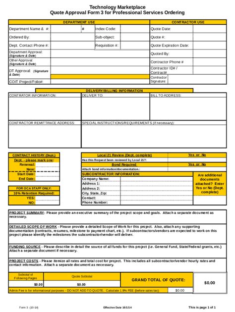 Fillable Online Mission Sfgov Quote Approval Form For Professional