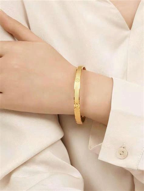 1 Pieza Brazalete Elegante De Aleación De Cobre En Tono Dorado Con