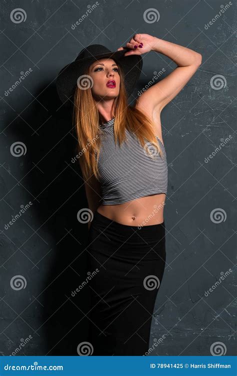 Brunette In Black And White Stock Image Image Of Straw Beautiful