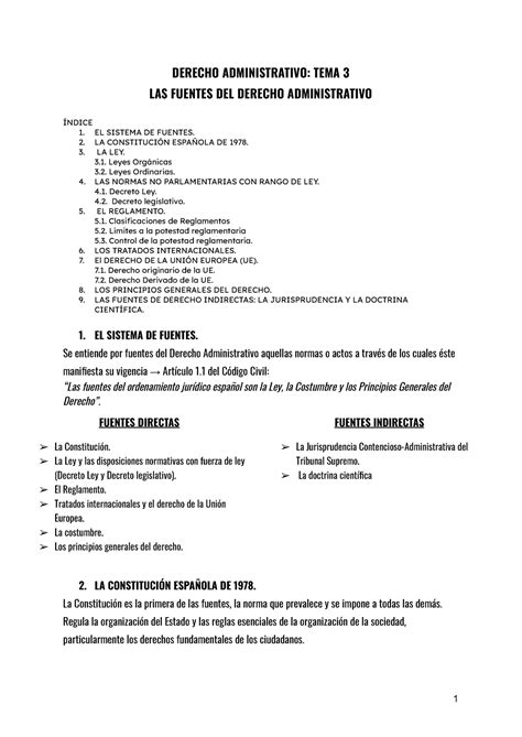 D Admintema 3 Imprimir Derecho Administrativo Tema 3 Las Fuentes