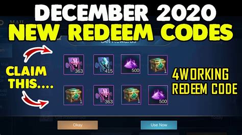 NEW 4 REDEEM CODES IN MOBILE LEGENDS DECEMBER 2020 REDEEM NOW WITH