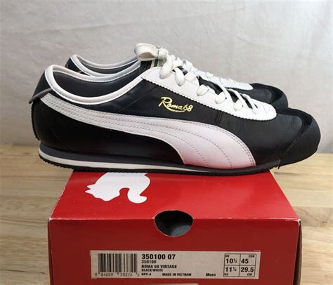 Puma Men Roma 68 Vintage Sneaker Shoes Black White Le Gem