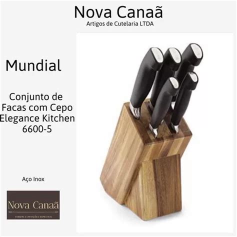 Conjunto De Facas Cepo Mundial Elegance Kitchen Frete Gr Tis