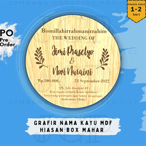 Jual Hiasan Box Mahar Mdf Grafir Nama Kayu Mdf Kayu Nama Hiasan Box