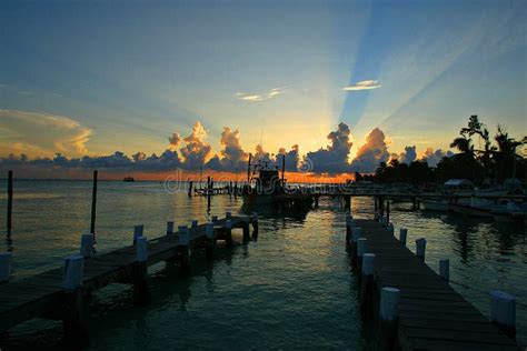 Sunset On Isla Mujeres Women Island Of Mexico Stock Image Image Of