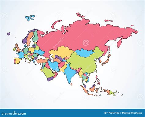 Eurasia. Continent with the Contours of the Countries. Vector Drawing Stock Vector ...