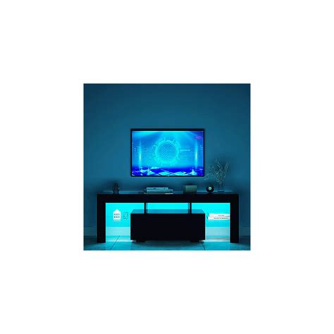 WERSMT Black LED TV Stand Entertainment Center With 1 Drawer