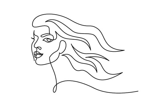 Abstracto rostro de mujer dibujado a mano contorno ilustración continua