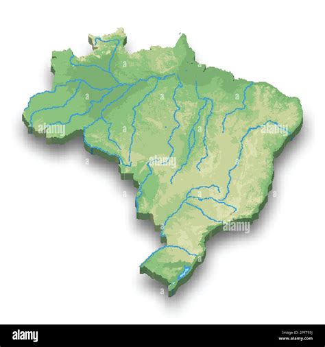 D Isometric Relief Map Of Brazil With Shadow Stock Vector Image Art