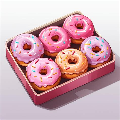 Premium AI Image A Box Of Donuts With Pink Frosting And Sprinkles