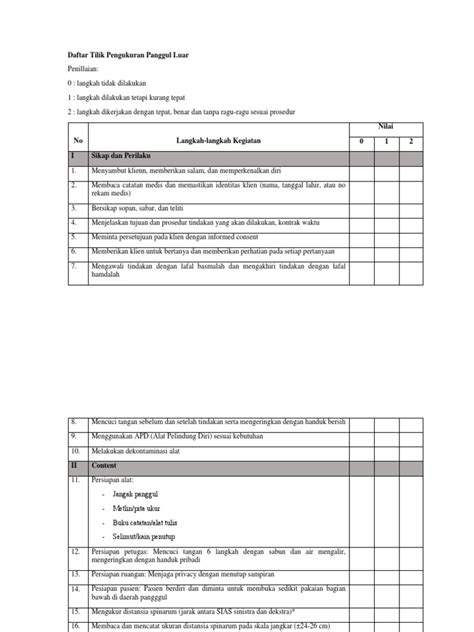 Daftar Tilik Pengukuran Panggul Luar Pdf